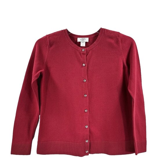Ann Taylor Loft Petite Women's Red Cardigan Rhinestone Button Front Size XSP - Picture 6 of 6